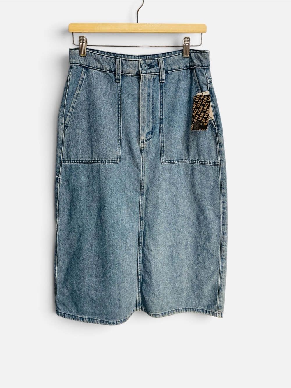 Vans Denim Patch-Pocket Midi Skirt - Blue